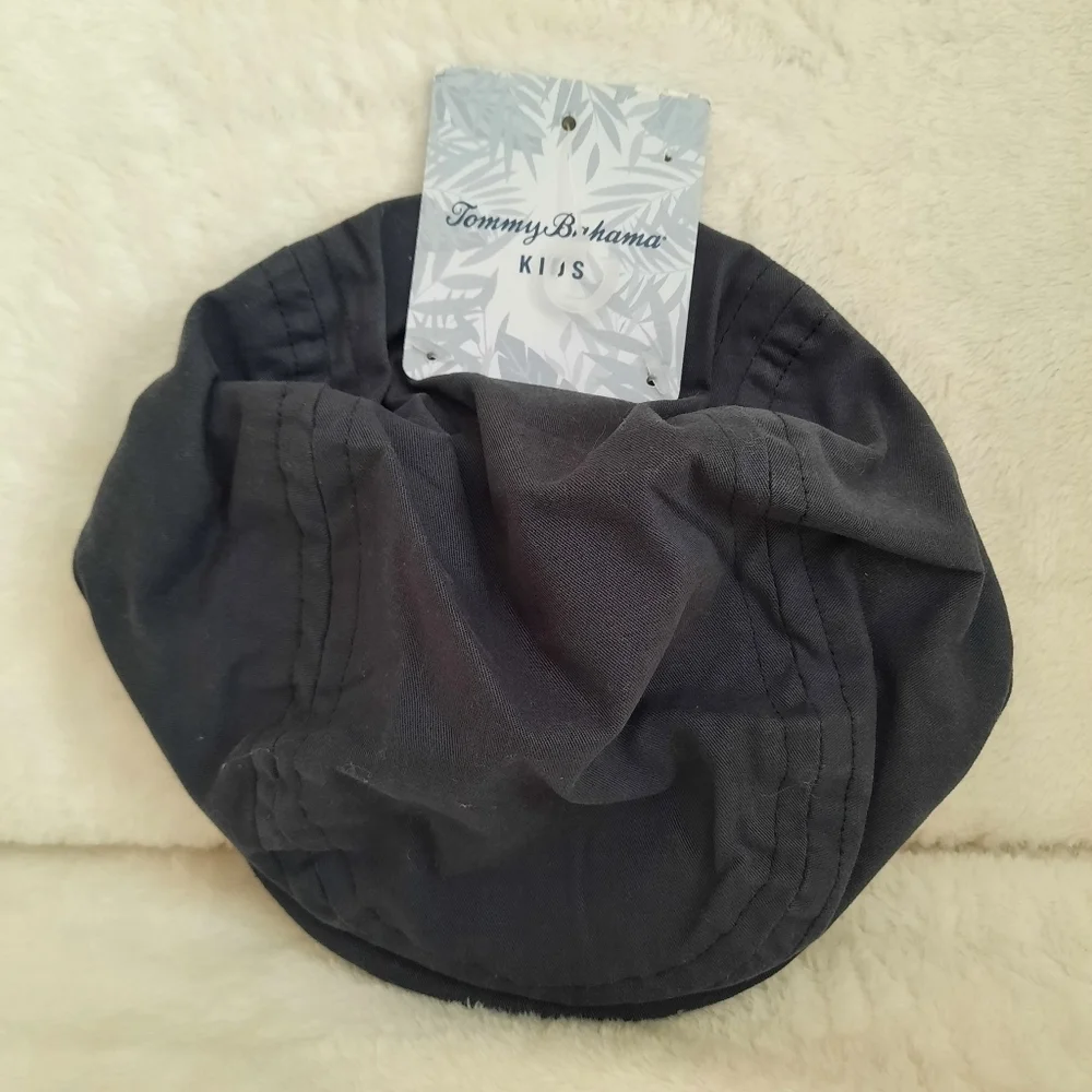 NWT Tommy Bahama Kids 100% cotton navy blue cabbie newsboy hat size 6-9 months